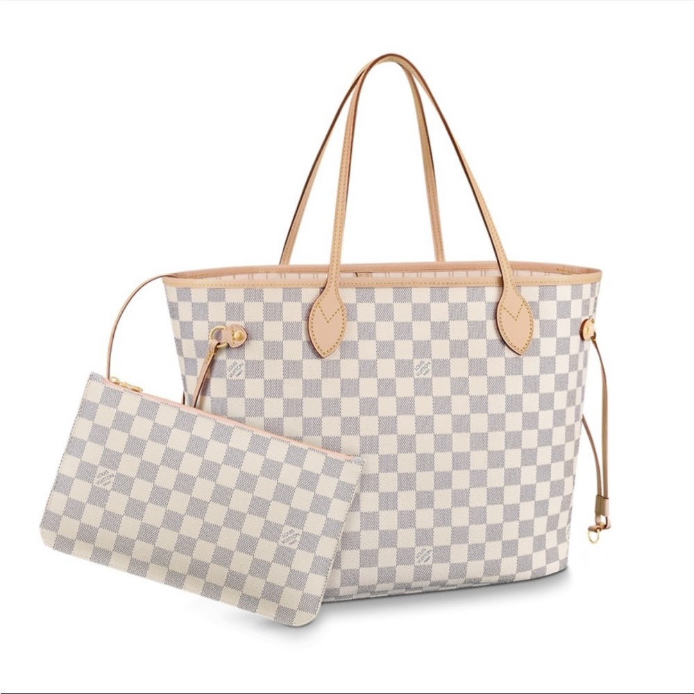 Louis Vuitton Neverfull MM Damier Azur Shoulder Bag and Clutch